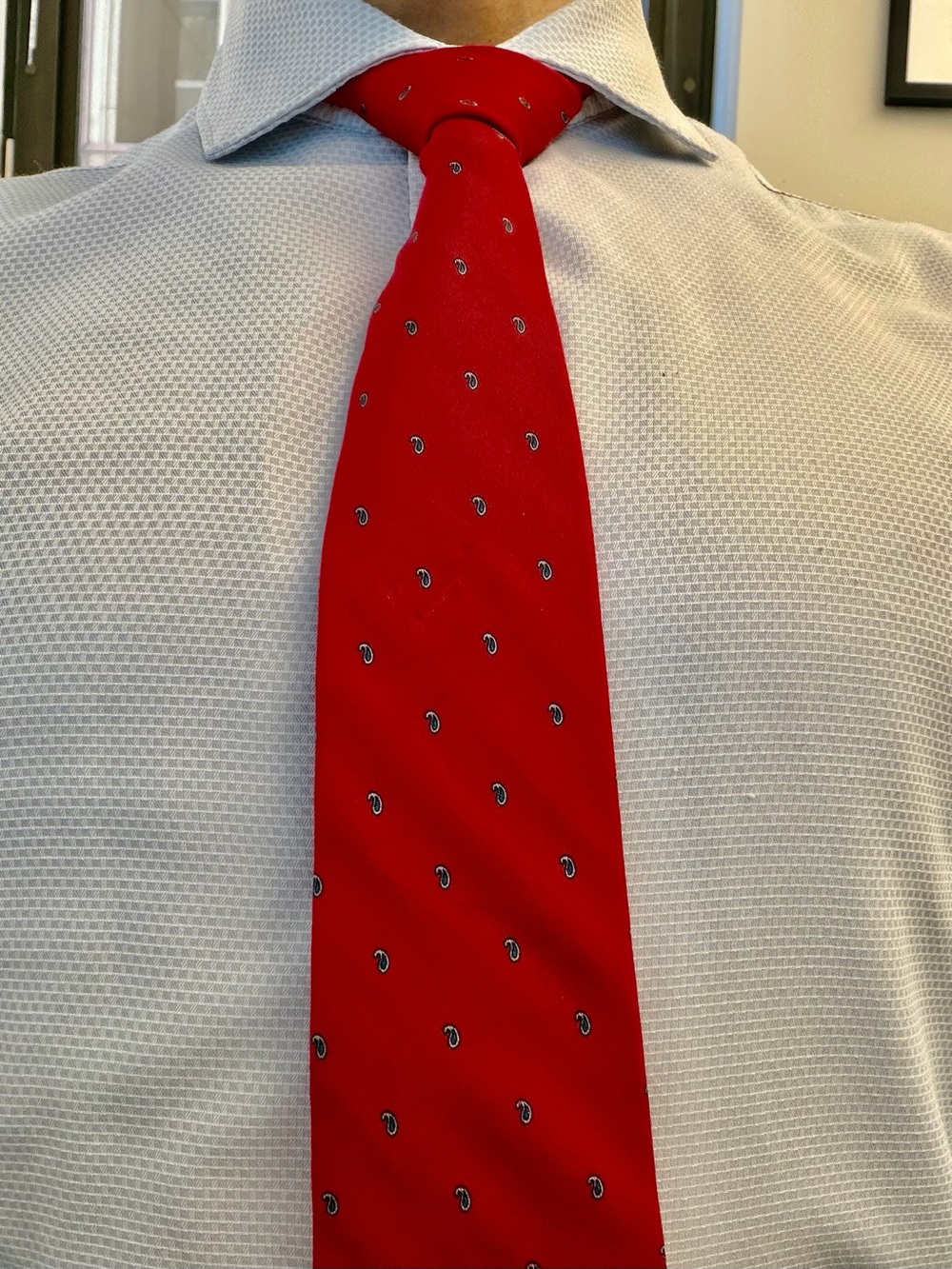 Men’s Red Micro-Paisley Tie — Classic Dress Tie